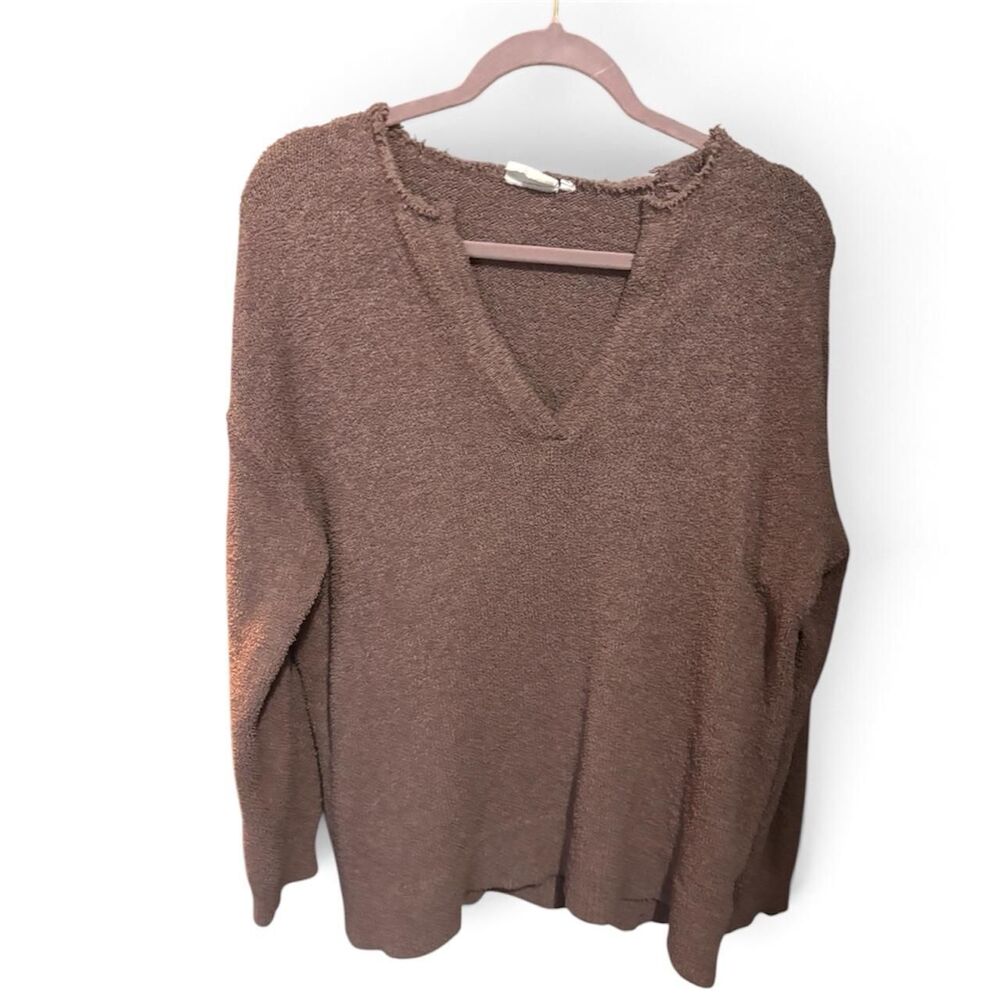 NIA Mocha Raw Edges Sweater